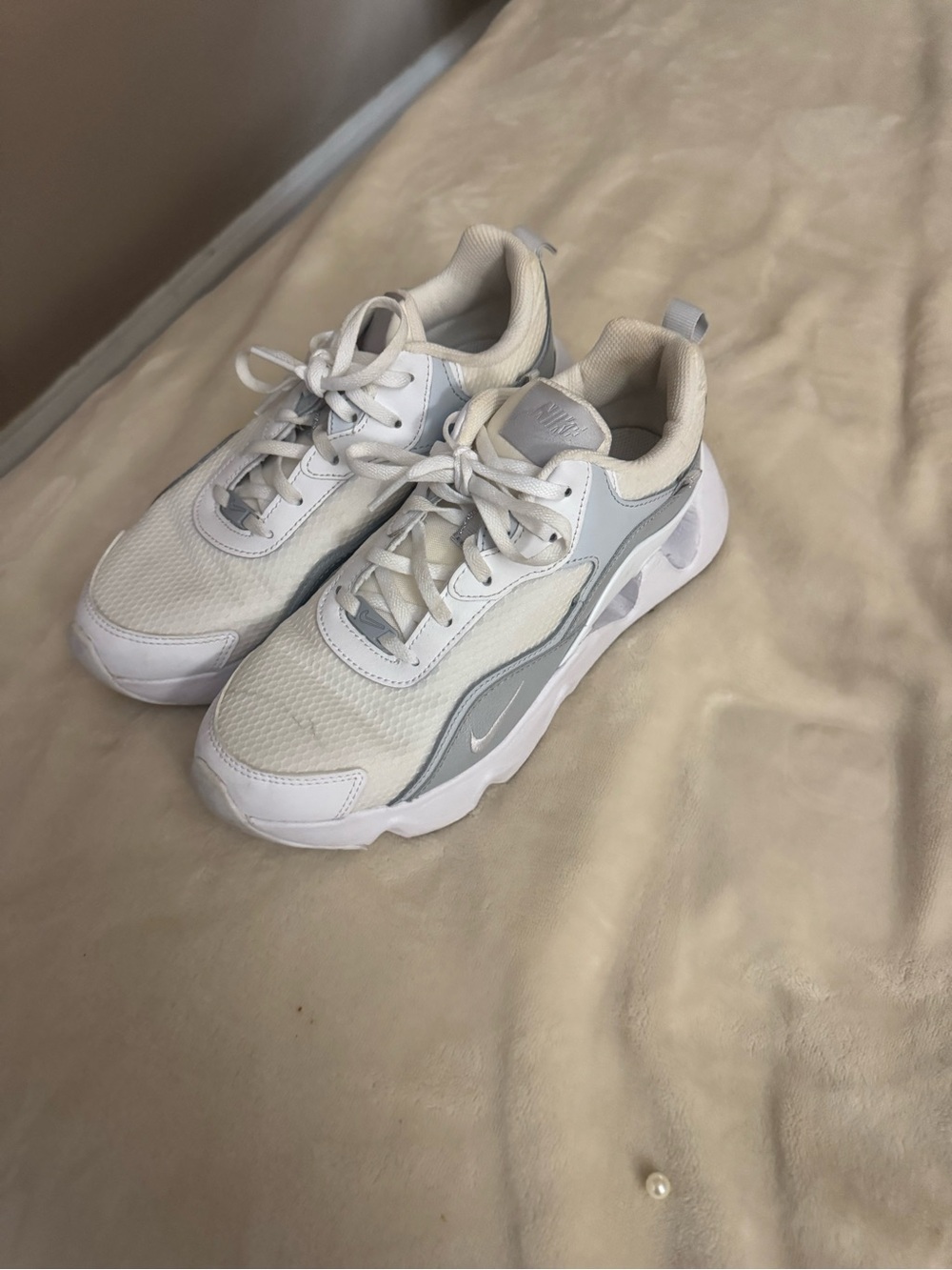 Nike White and Light Gray Women's Sneakers